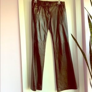 Theory Black Leather Lined Wide Leg Pants size 2